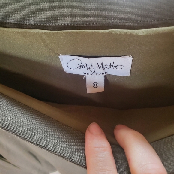 Amy Matto New York Army Green & Cream Long Sleeve Sz. 8 Dress - Picture 4 of 11